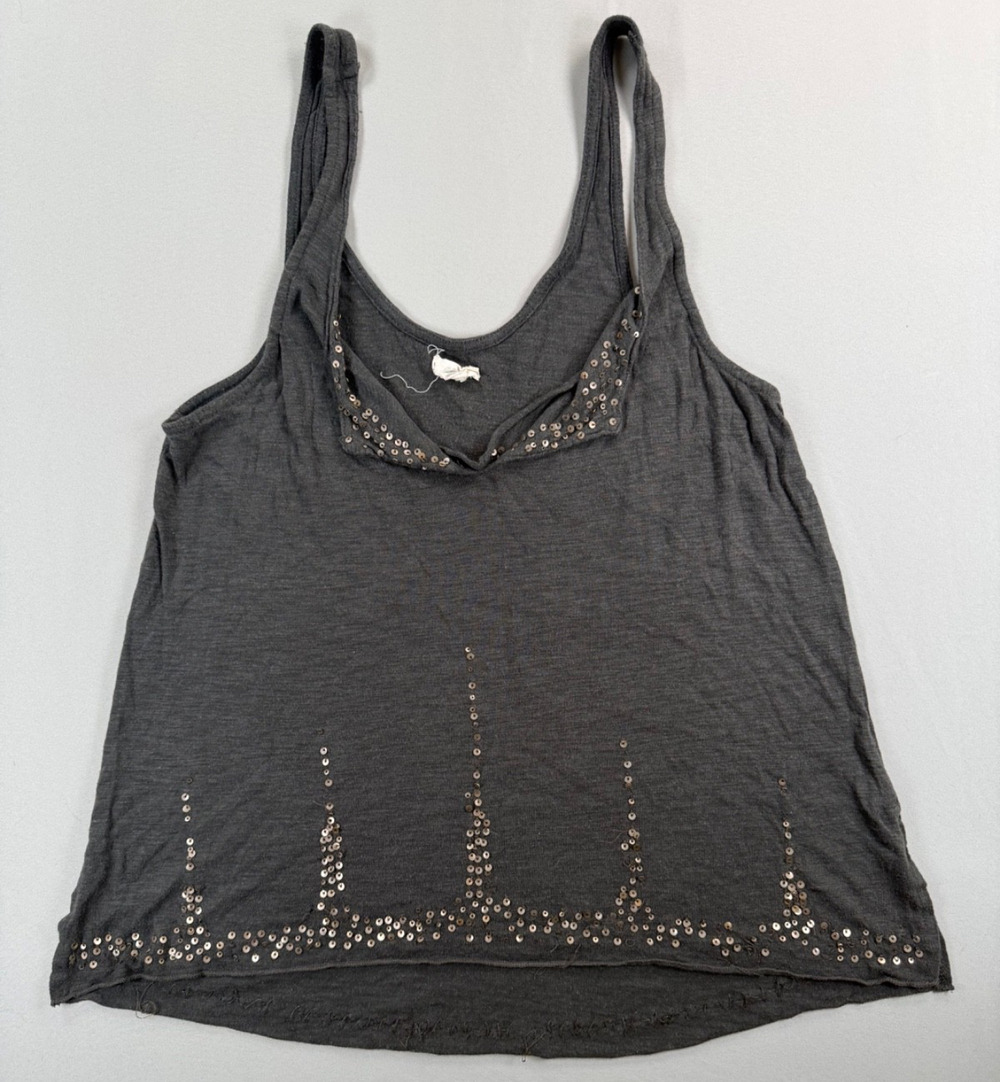 American Eagle Charcoal Grey Sleeveless Tank Top w/ Bronze Sequins (Women's M)